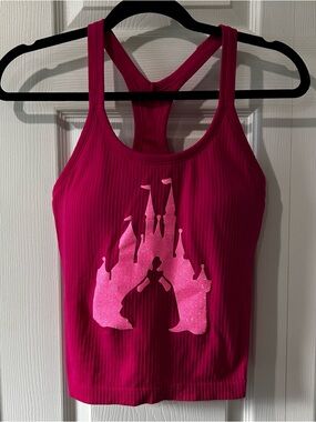 Crz Yoga Hot Pink Disney Princess Castle Cinderella Racerback Athletic Tank Top